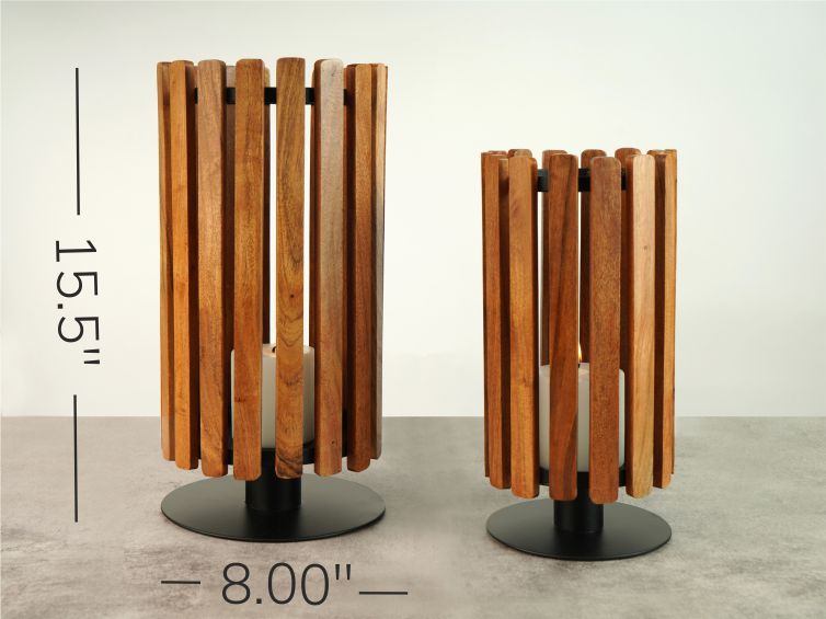 Mid-Century Wooden Hurricane - Large