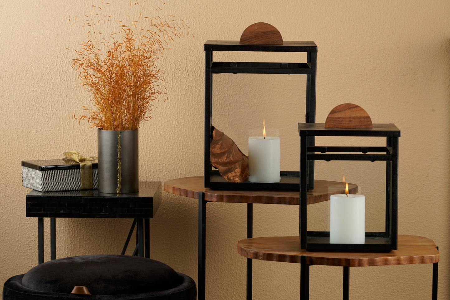 Cube Lanterns - Set Of 2 (Black)