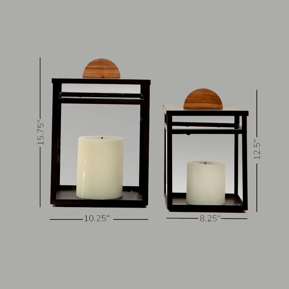 Cube Lanterns - Set Of 2 (Black)