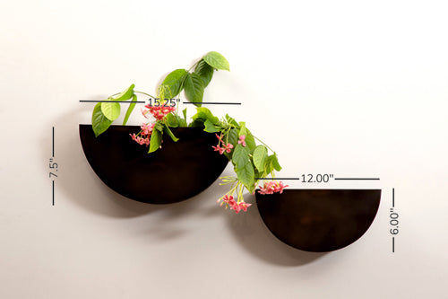 Semi Circle Wall Planters - Set Of 2 (Brown)