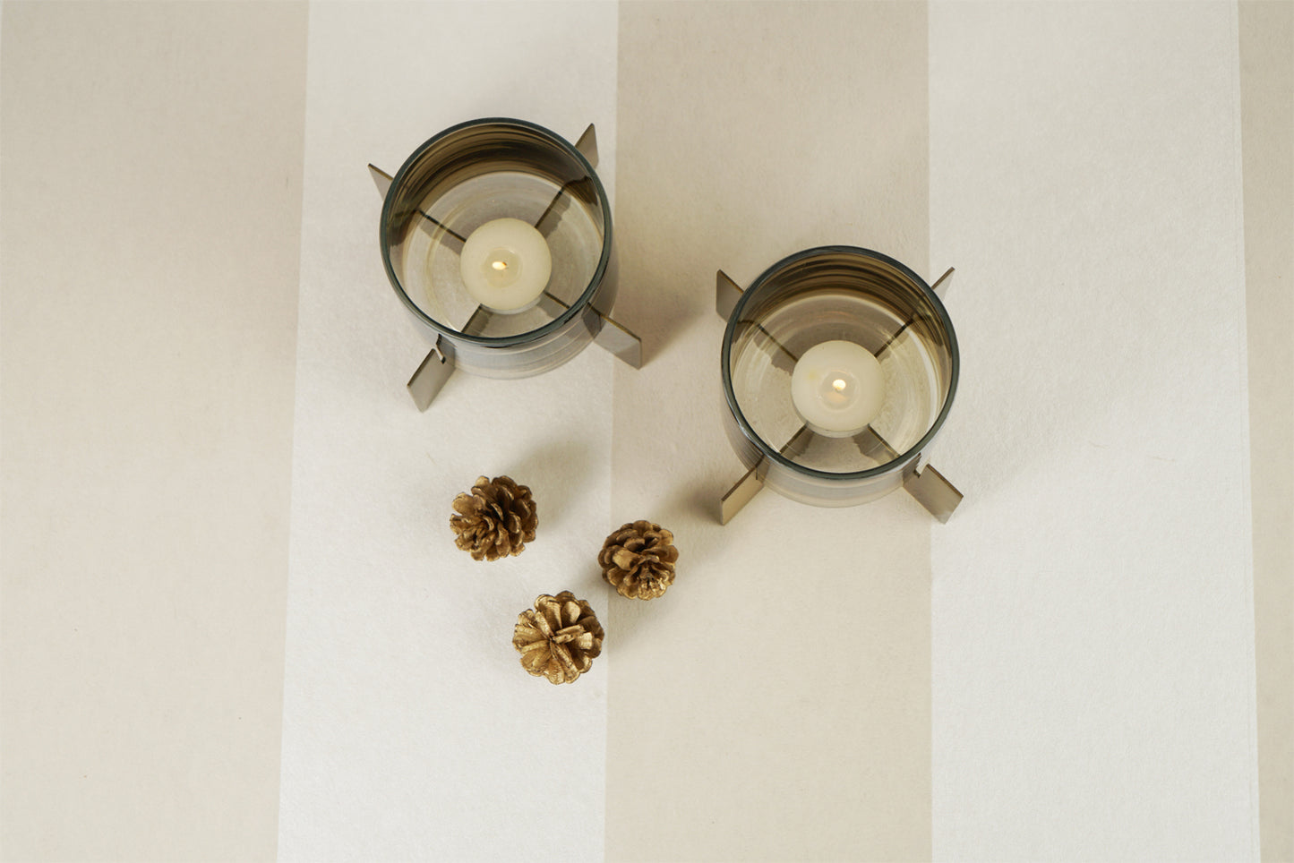Set of 2 Tea-Light Hurricane (Gold)