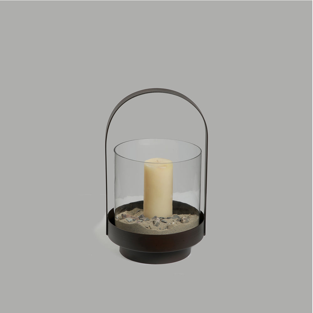 Metal & Glass Lantern (Brown)