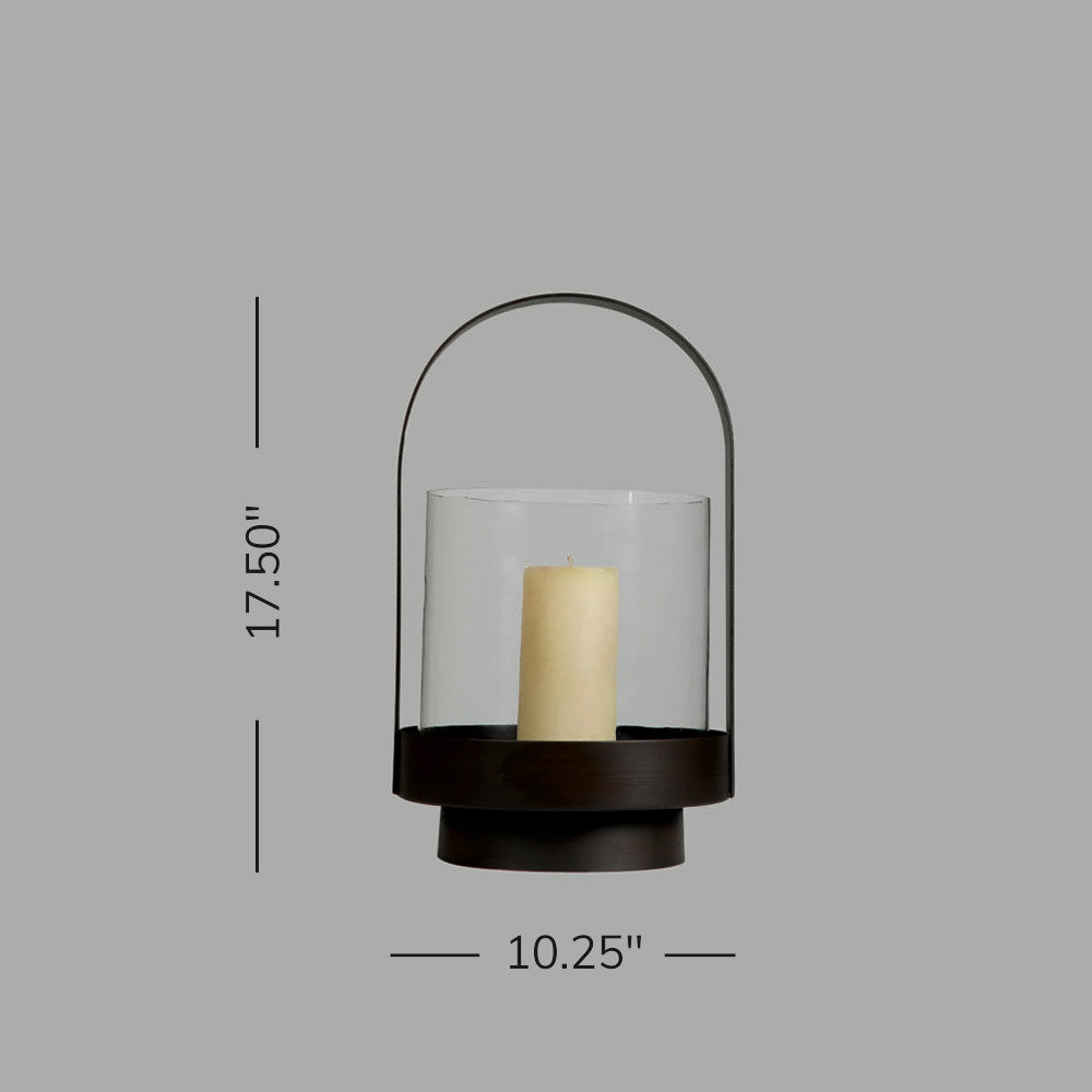 Metal & Glass Lantern (Brown)