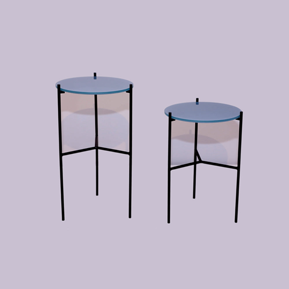 Two Round Accent Tables (Blue)