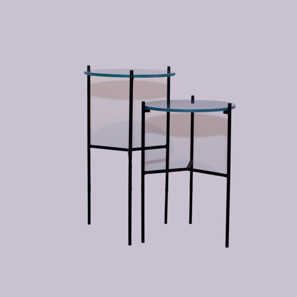 Two Round Accent Tables (Blue)