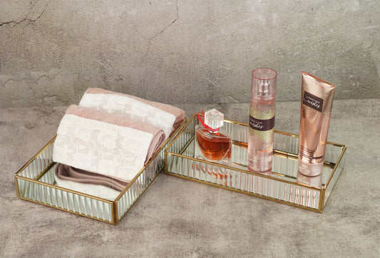 Fluted Glass Tray - Gold