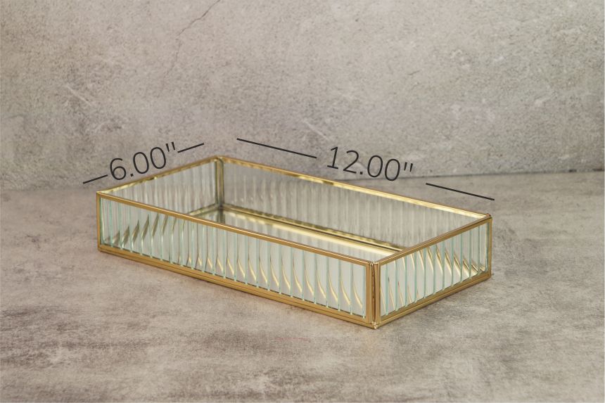 Fluted Glass Tray - Gold