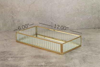 Fluted Glass Tray - Gold