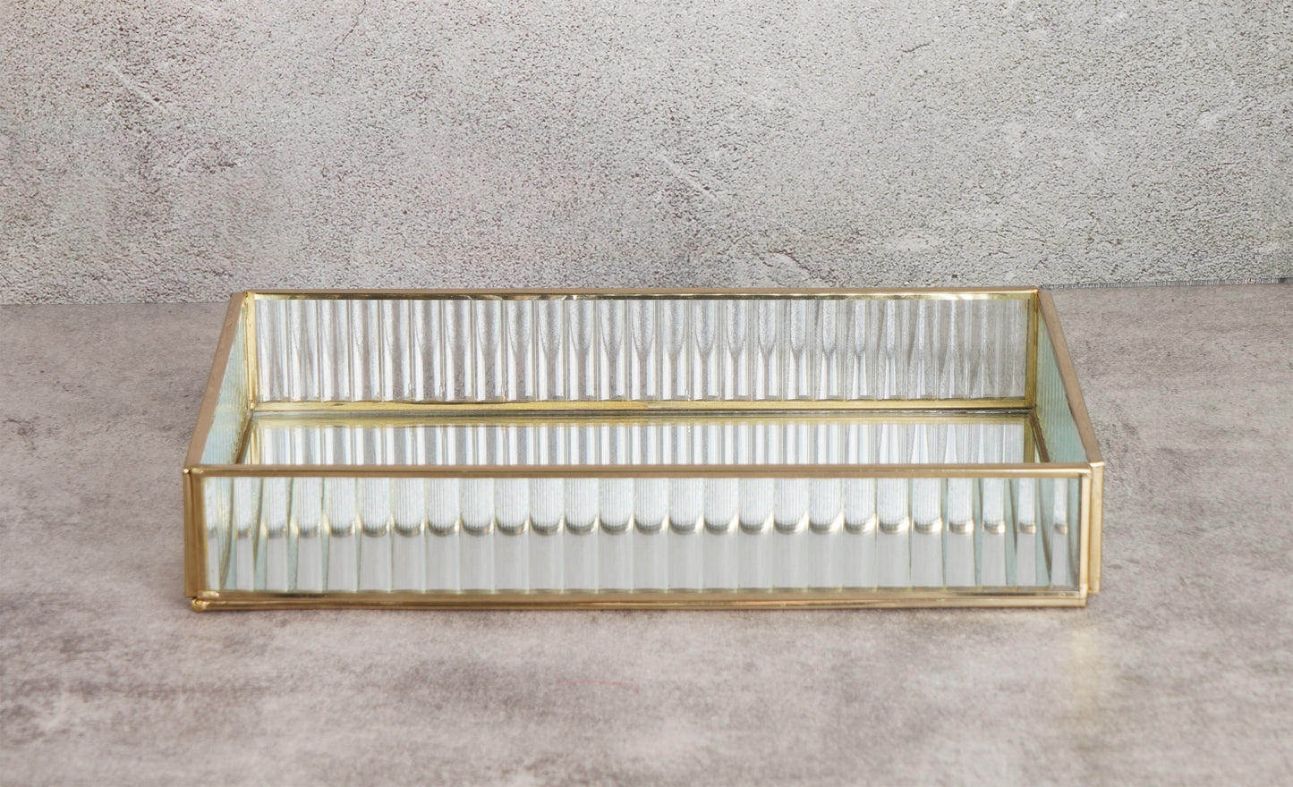 Fluted Glass Tray - Gold