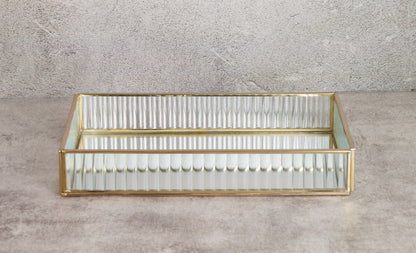 Fluted Glass Tray - Gold