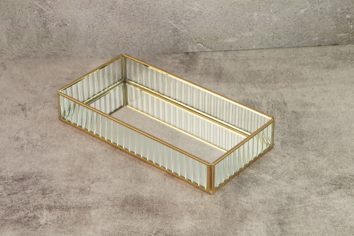 Fluted Glass Tray - Gold