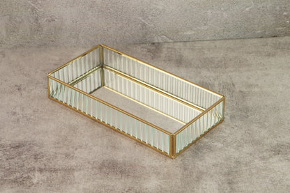 Fluted Glass Tray - Gold