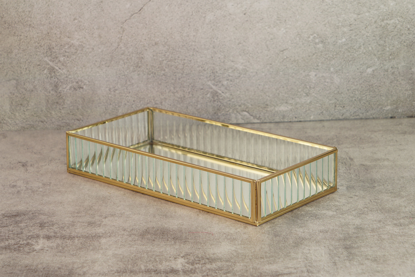Fluted Glass Tray - Gold