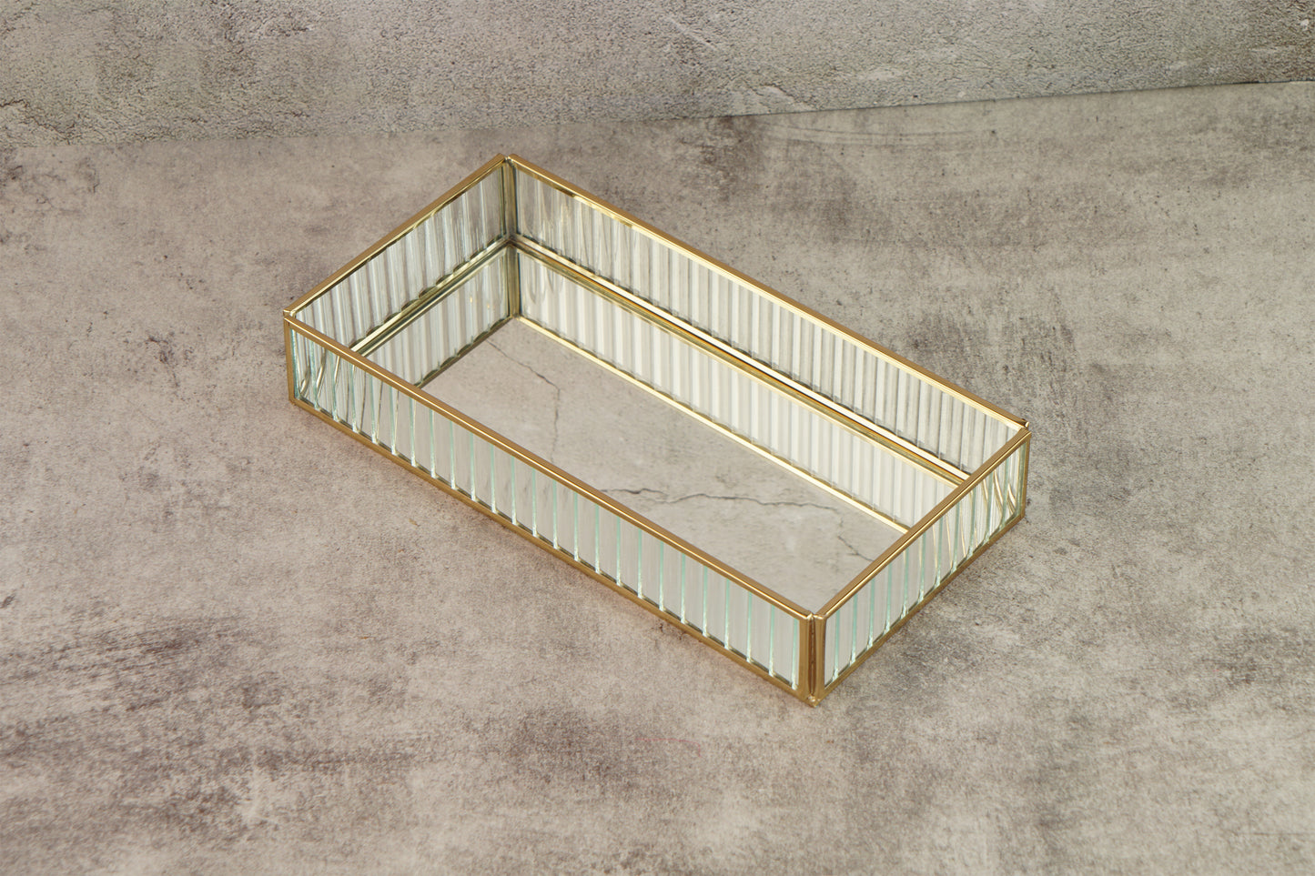 Fluted Glass Tray - Gold