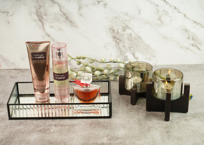 Large Fluted Glass Tray - Black