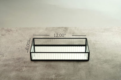 Large Fluted Glass Tray - Black