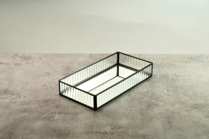 Large Fluted Glass Tray - Black