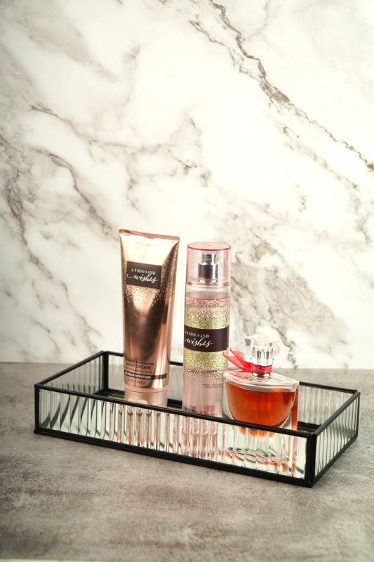 Fluted Glass Tray - Black