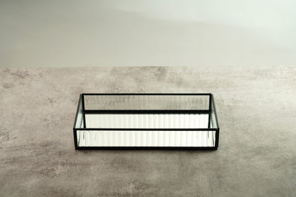 Large Fluted Glass Tray - Black