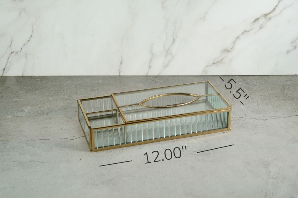 Fluted Glass Tissue Box Holder