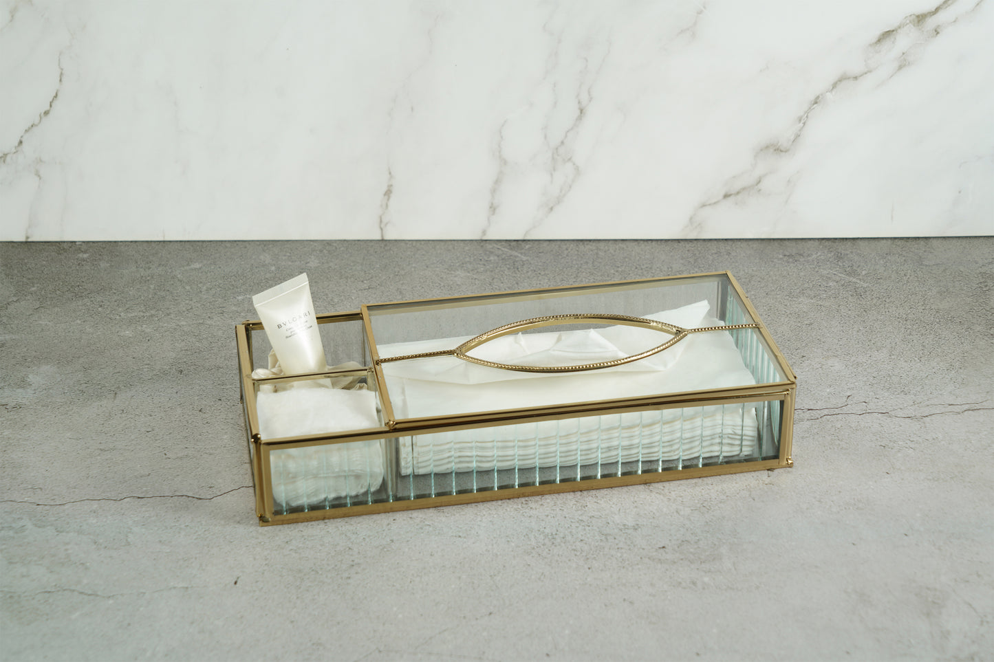 Fluted Glass Tissue Box Holder