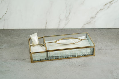 Fluted Glass Tissue Box Holder
