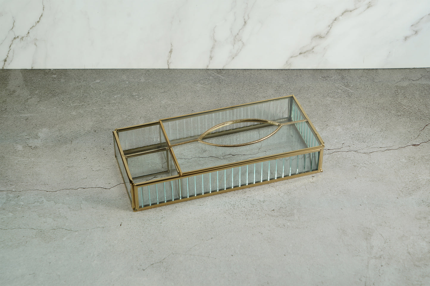 Fluted Glass Tissue Box Holder