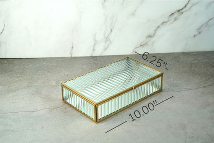 Fluted Glass Box - Gold
