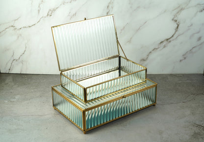 Fluted Glass Box - Gold