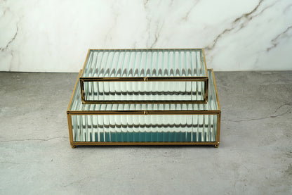 Fluted Glass Box - Gold