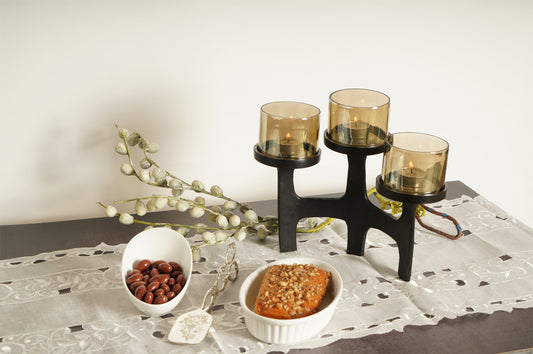 Organic Metal T-Light Holder - Black