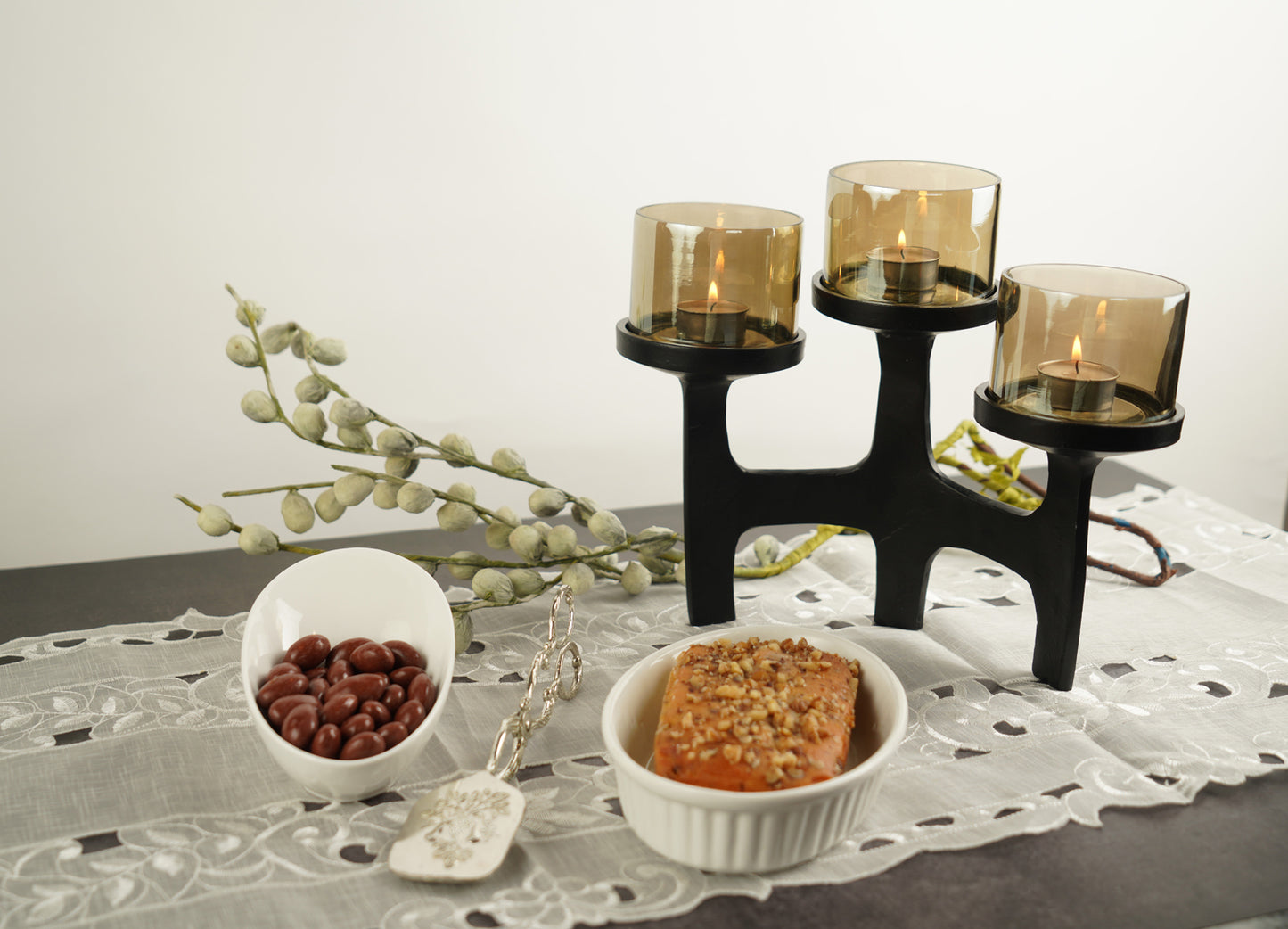 Organic Metal T-Light Holder - Black