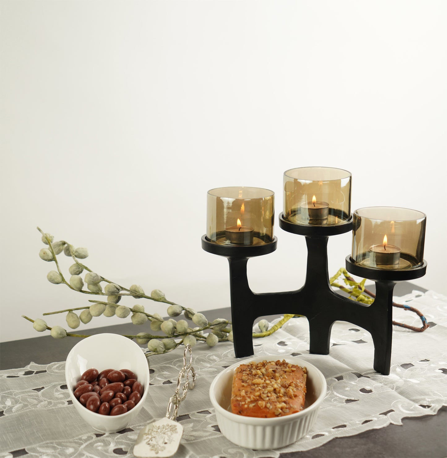 Organic Metal T-Light Holder - Black