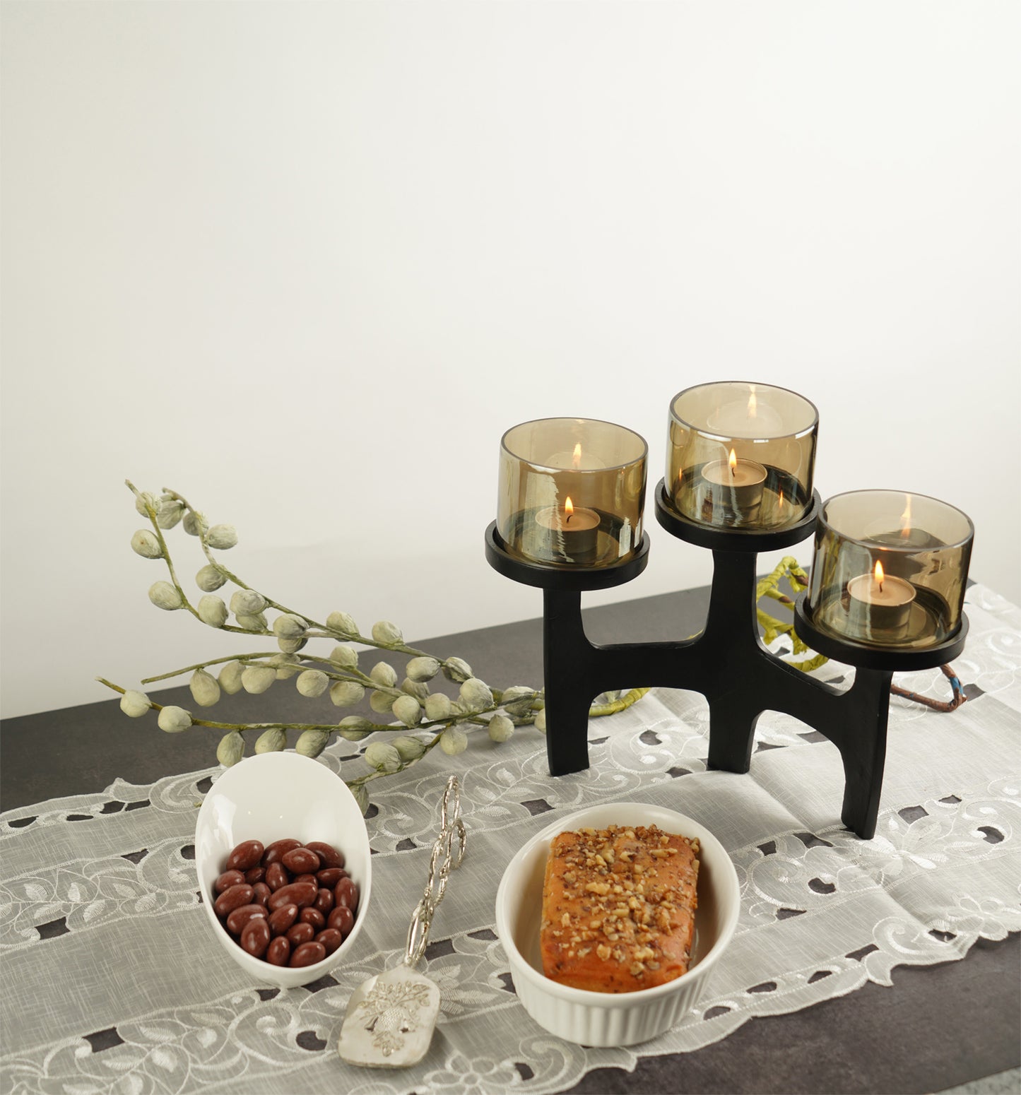 Organic Metal T-Light Holder - Black