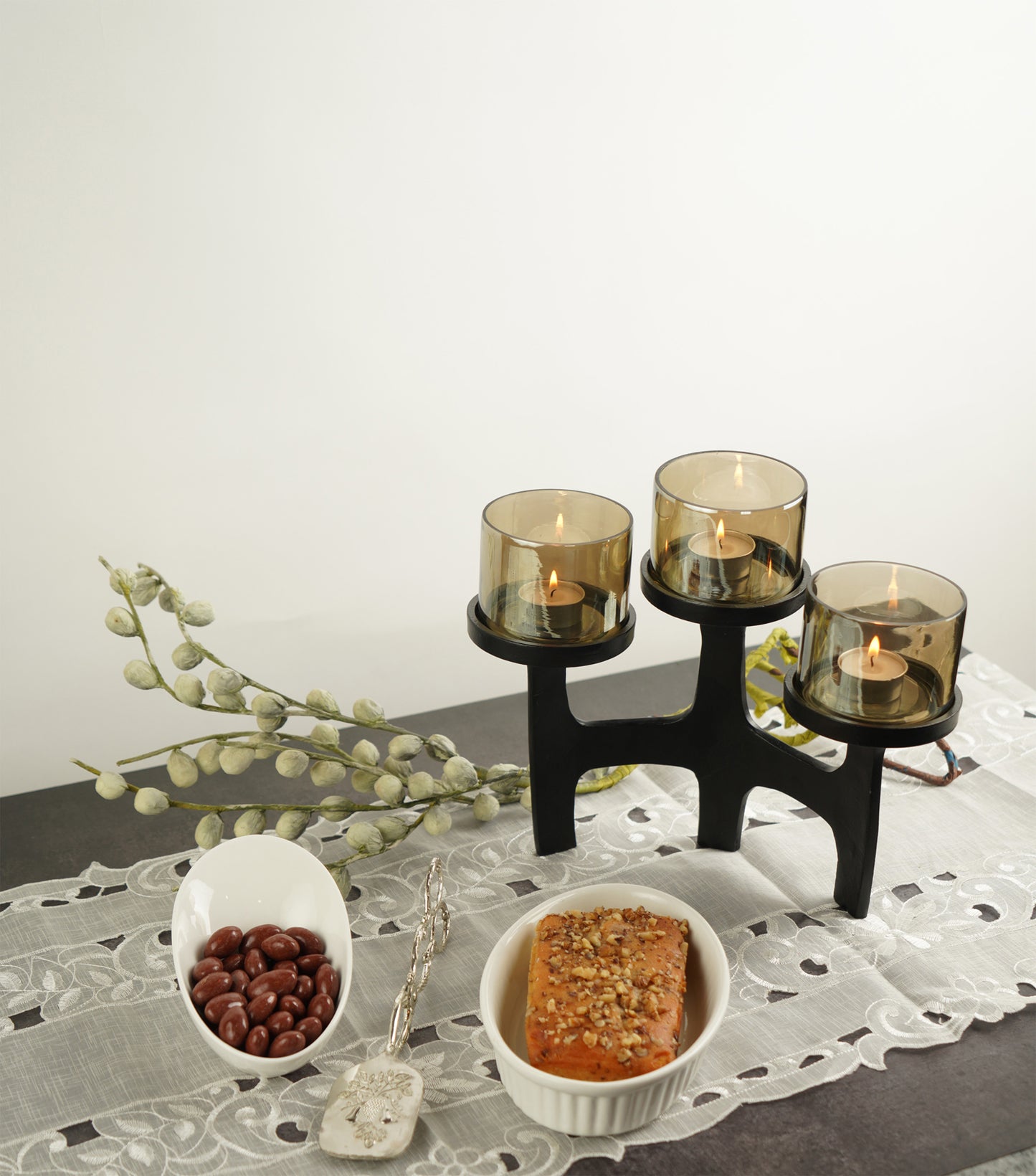 Organic Metal T-Light Holder - Black