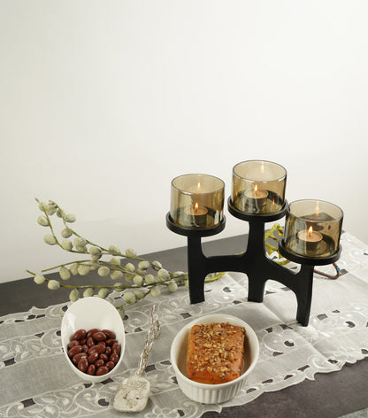 Organic Metal T-Light Holder - Black