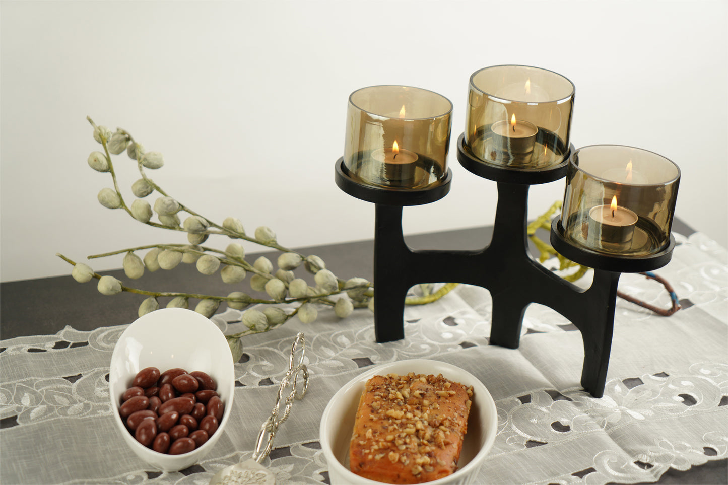 Organic Metal T-Light Holder - Black