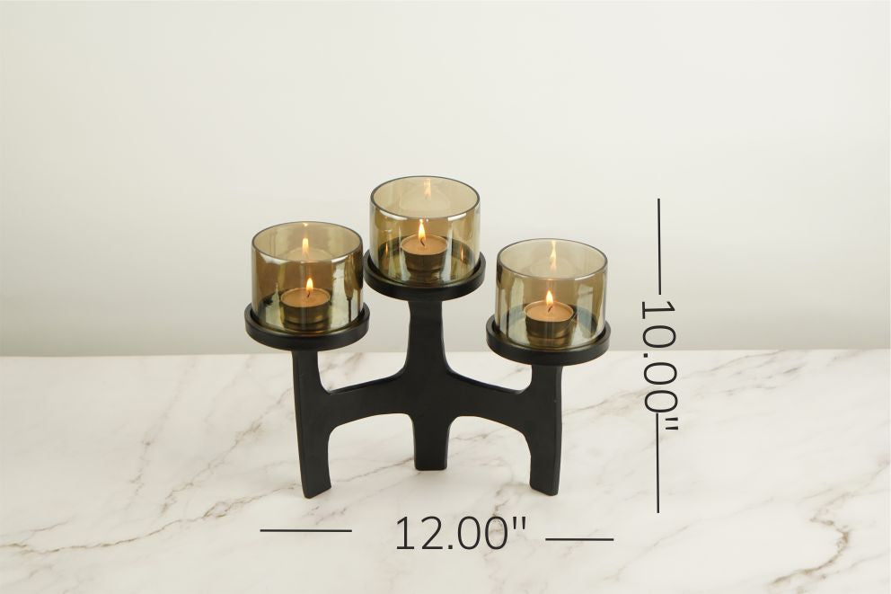 Organic Metal T-Light Holder - Black