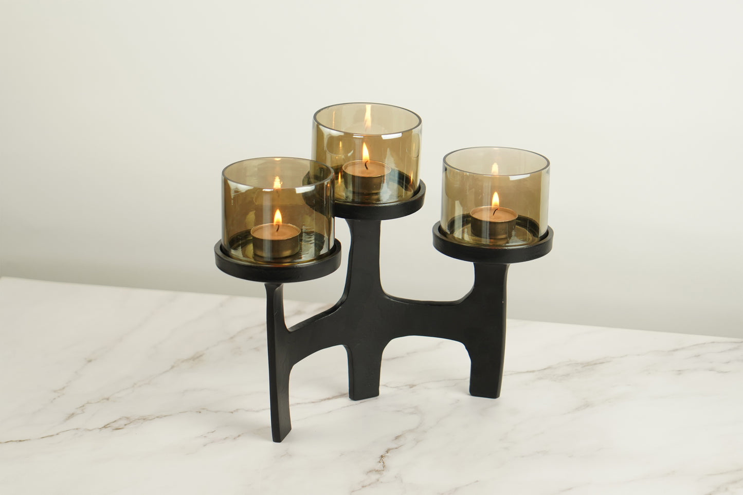 Organic Metal T-Light Holder - Black