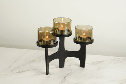 Organic Metal T-Light Holder - Black