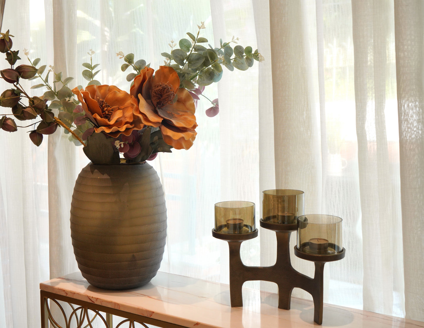 Organic Metal T-Light Holder - Brass Antique