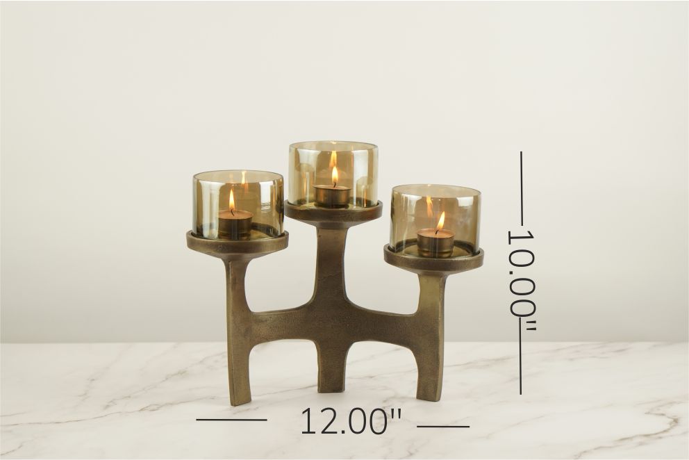 Organic Metal T-Light Holder - Brass Antique