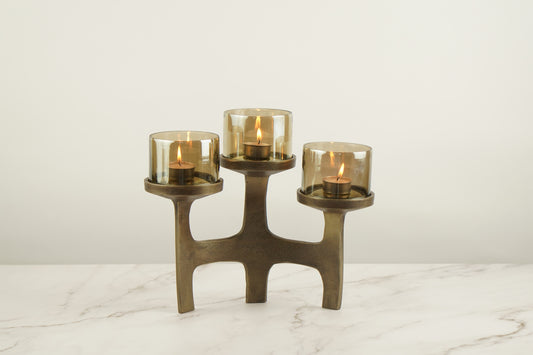 Organic Metal T-Light Holder - Brass Antique