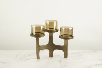 Organic Metal T-Light Holder - Brass Antique