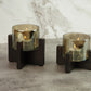 Set of 2 Wooden T-Light Hurricane