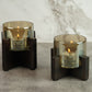 Set of 2 Wooden T-Light Hurricane