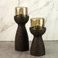 Geo Wooden T-Light Holder Set of 2