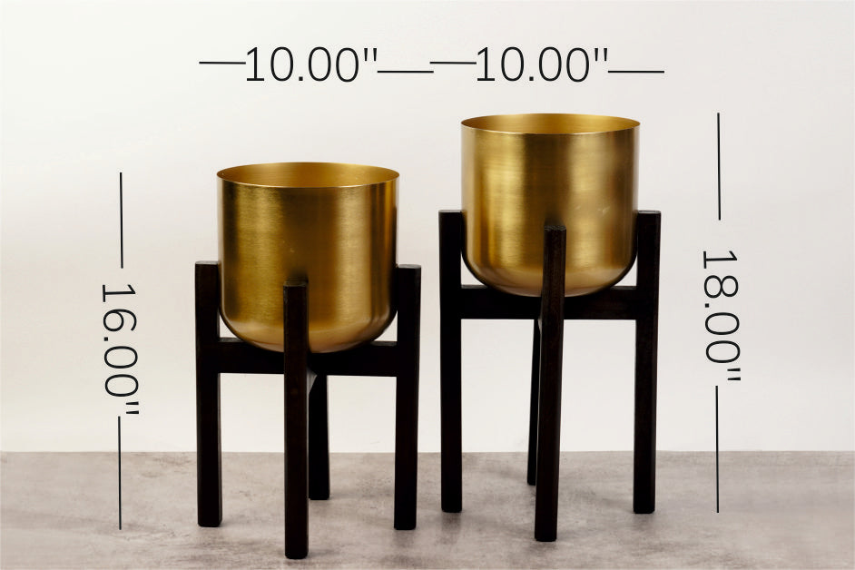 Set of 2 Mid-Century Gold Planters
