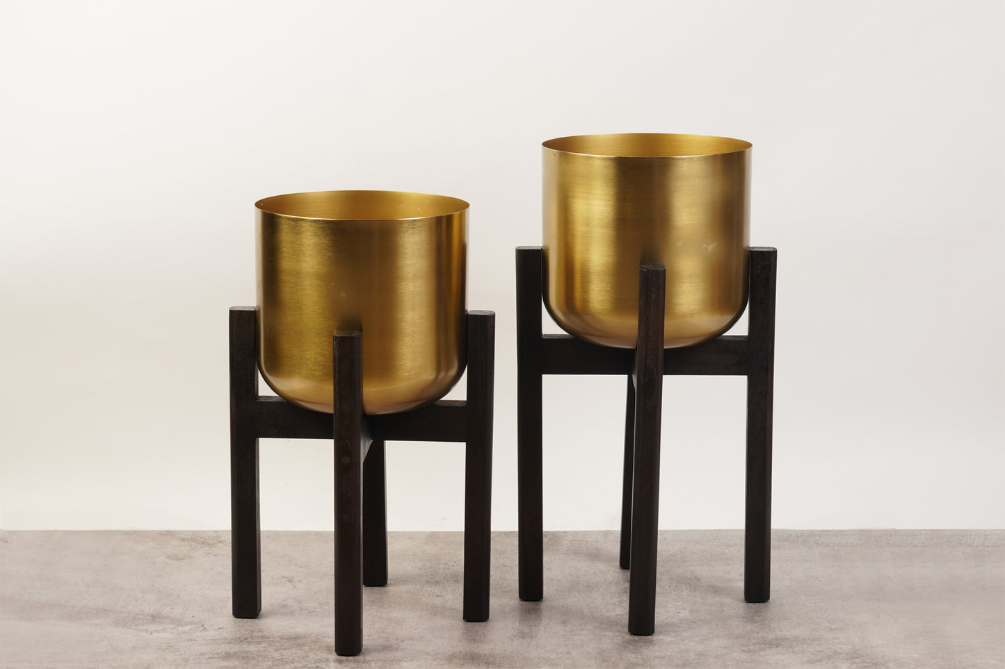 Set of 2 Mid-Century Gold Planters