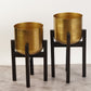 Set of 2 Mid-Century Gold Planters